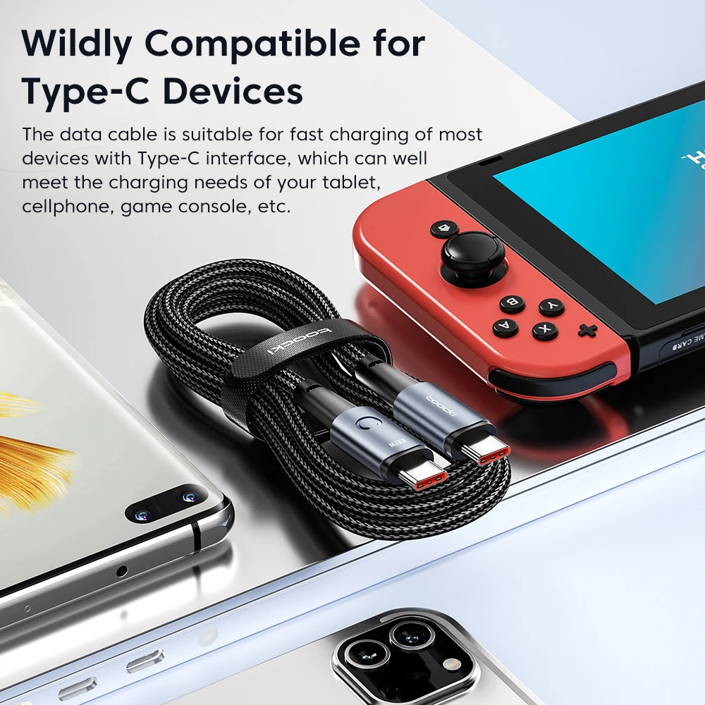 Toocki USB C To USB C Cable 100W PD Fast Charger Cord For Xiaomi Samsung Huawei MacBook iPad Pro Type C To Type C Cable Data 3M image 5