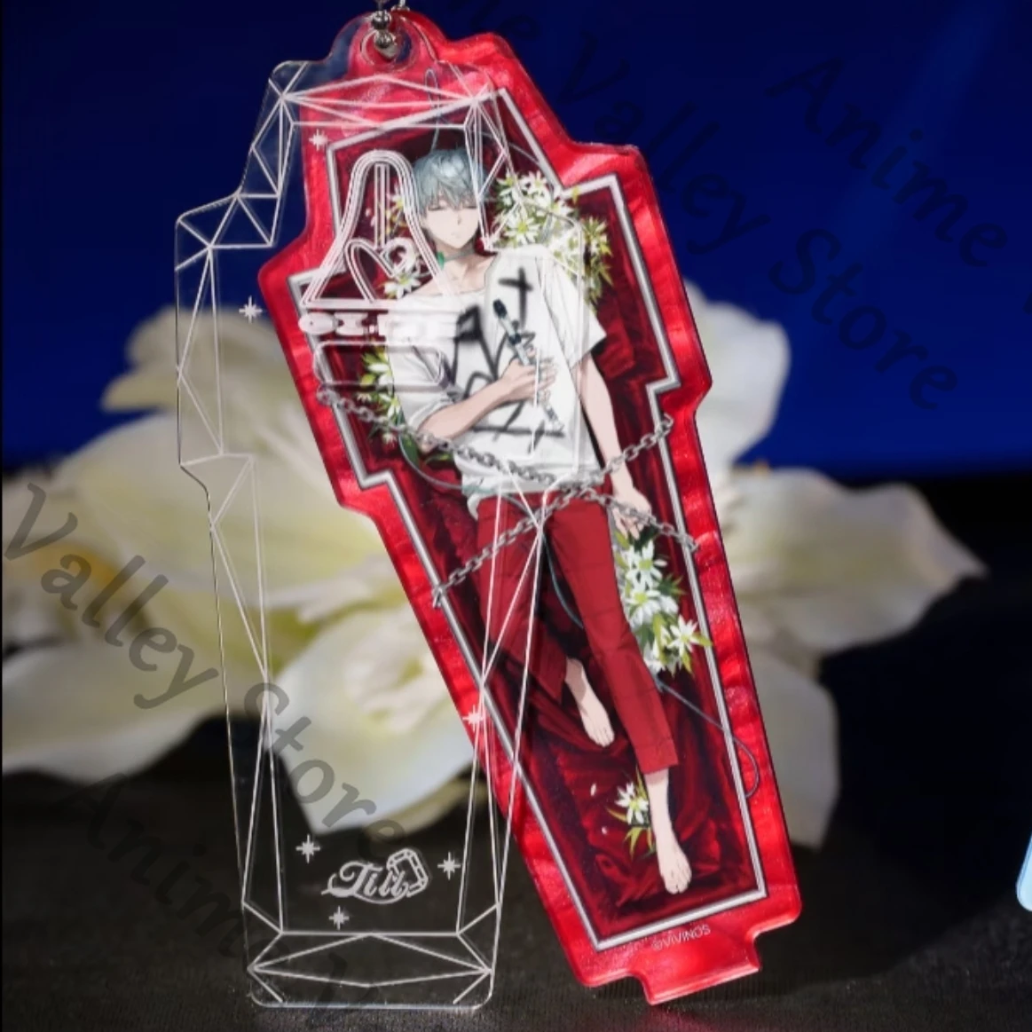 

Anime Alien Stage Ivan Till Cosplay Acrylic Quicksand Mahjong Card Brick Figure Stand Cartoon Badge Sliding Cover Keychain Gift