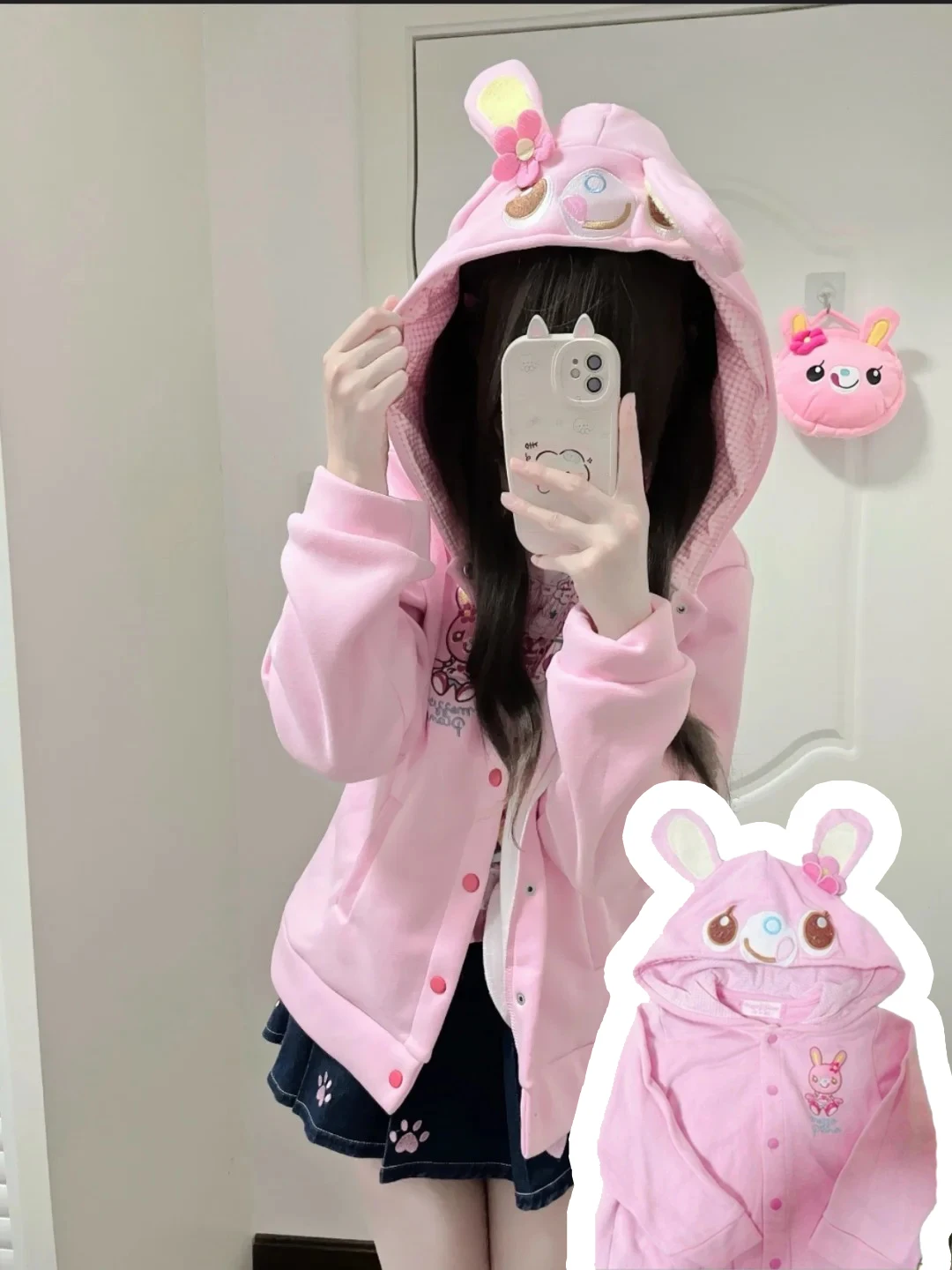 Japanese Kawaii Coat Rabbit Ear Hooded Subculture Cute Y2k Tops Casual Fashion Sweet Coats Ropa Mujer Women Clothing 2026 New