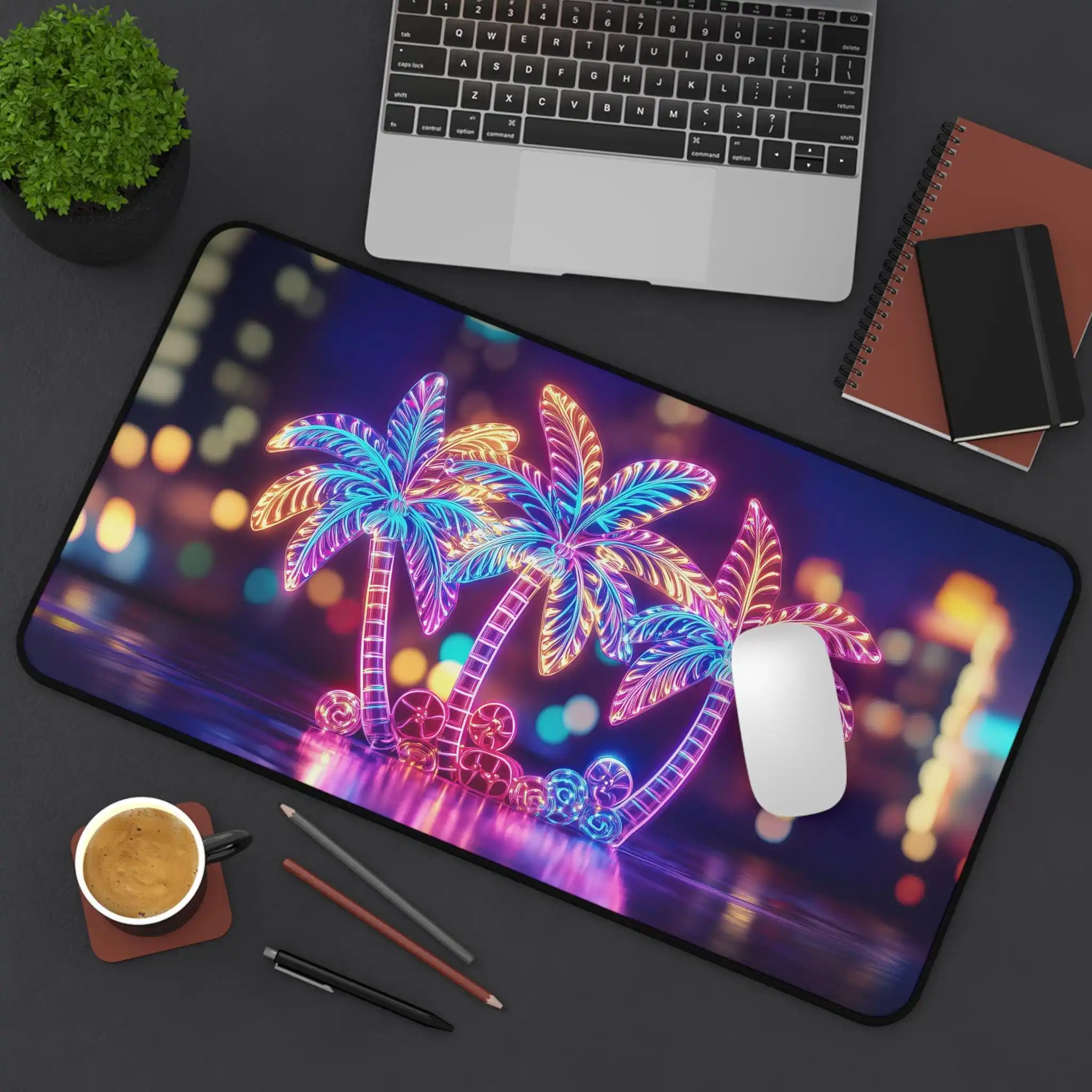 

Neon Palm Tree Patterned Computer Desk Mat, Suitable for Office Desks,home Computers, Gamer Gifts, Birthday and Holiday Presents