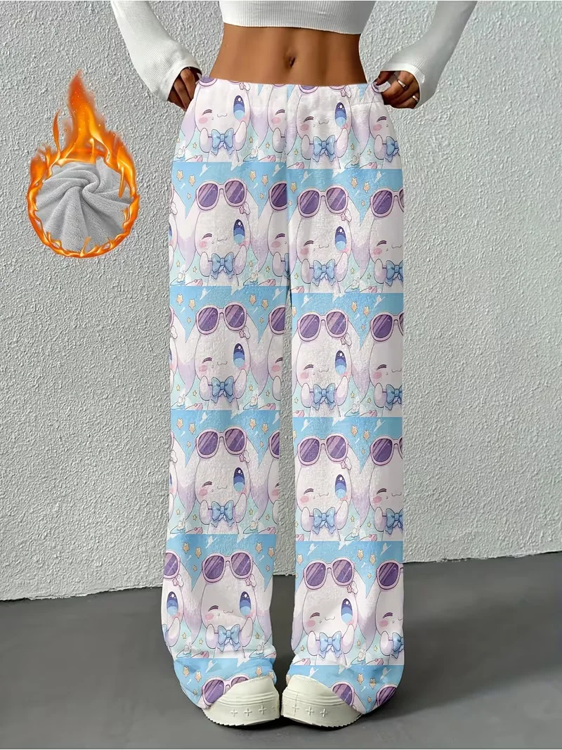 

Sanrio Family Kuromi Melody, рождественские штаны для сна, осенние и зимние плюшевые штаны с героями мультфильмов для взрослых и детей, теплые для отдыха