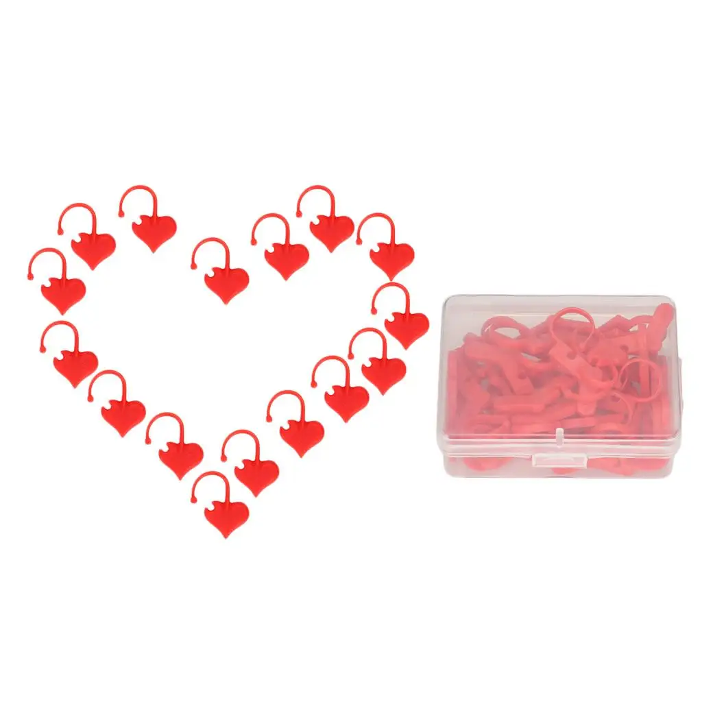 50 Pieces Heart Plastic Knitting Stitch Markers Crochet Clips Mini