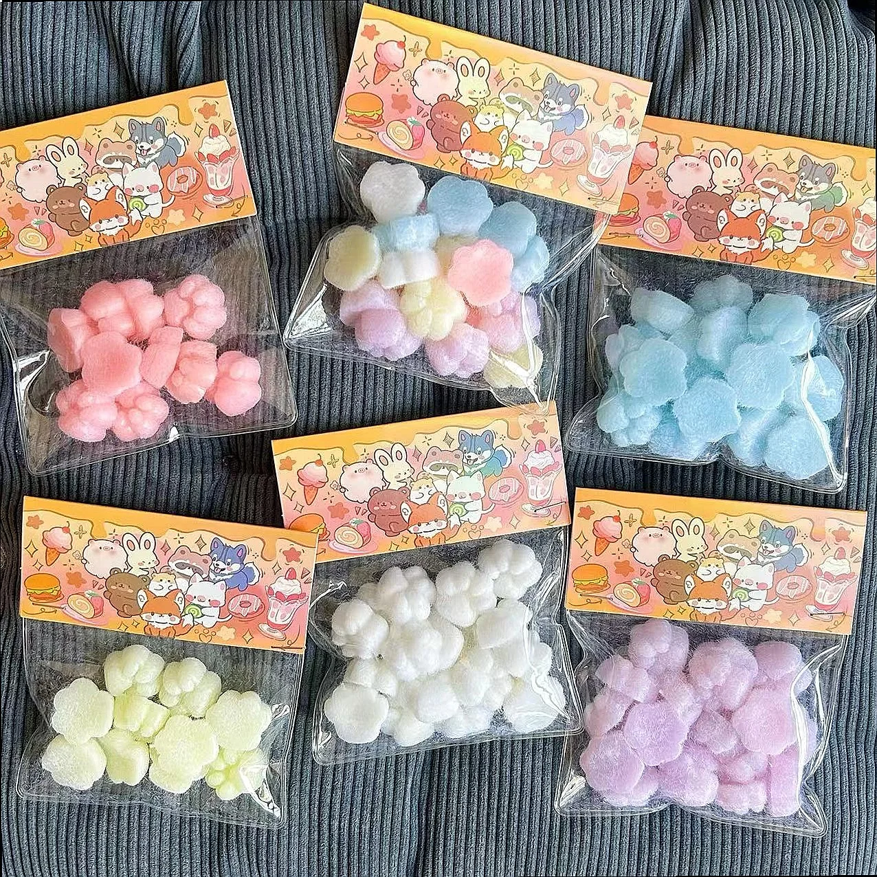 Mini Cute Cat Paw Squeeze Toy TPR Mixed Color Stress Relief Fidget Pack