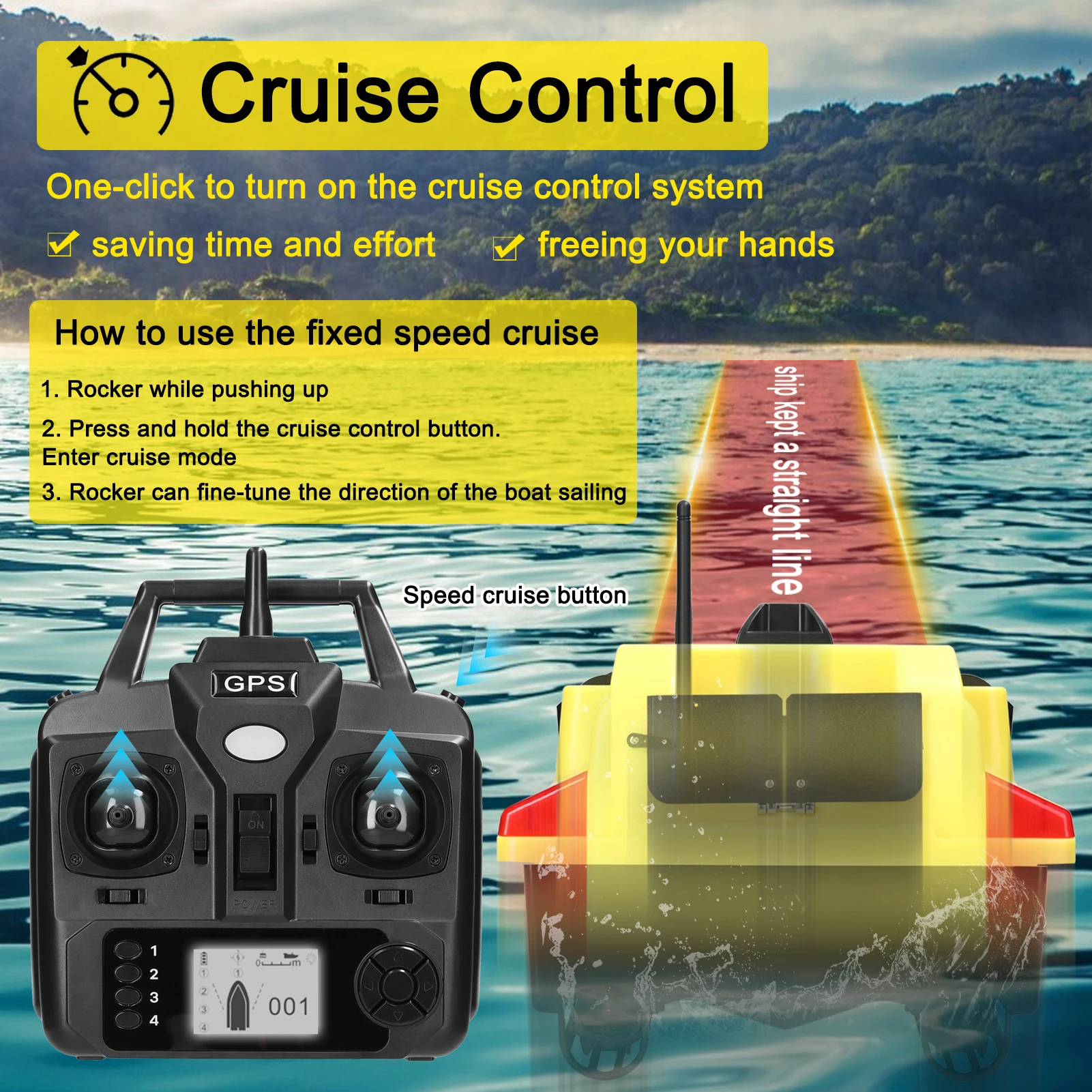 Automatisches Angelköderboot 500m Fernbedienung Angelköderboot GPS Autoladekabel 12-24V für Angelköderboot – Detail 18