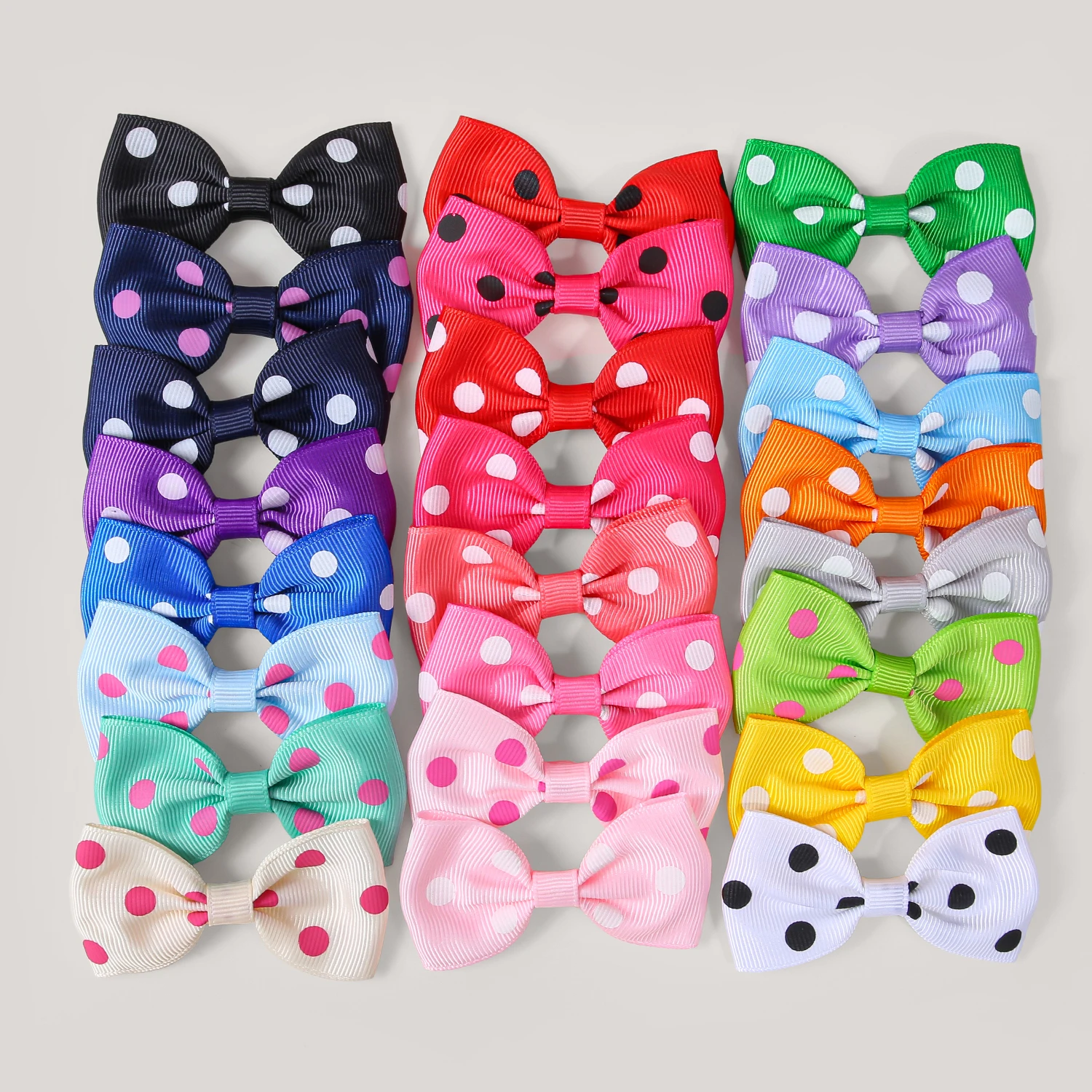 

24pcs Colorful Dots Bow Accessories For DIY Clips Clothing Shoes Gift Bag Box Decor Accessories Material