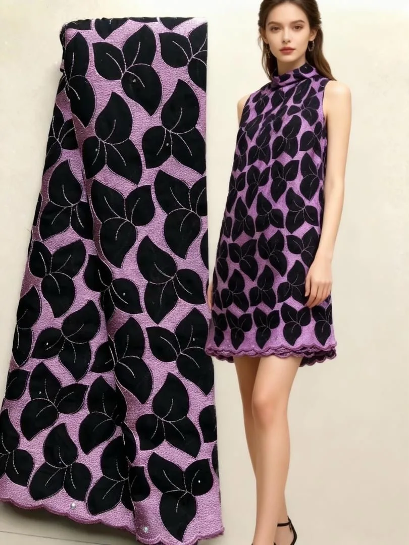 

African Stones Cotton Lace Fabric 2025 High Quality Newest Swiss Voile Lace Nigerian Embroidery Lace For Women Wedding Dresses