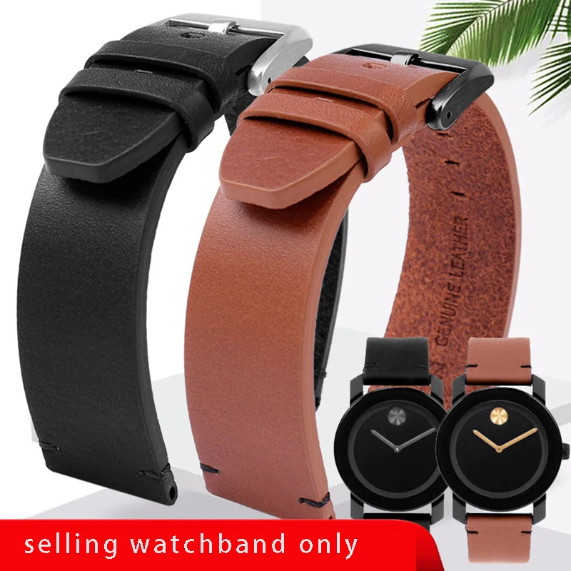 Correa de reloj para la serie MOVADO BOLD 3600305/306/307, reloj de cuero genuino con accesorios de pulsera de 22mm para hombre