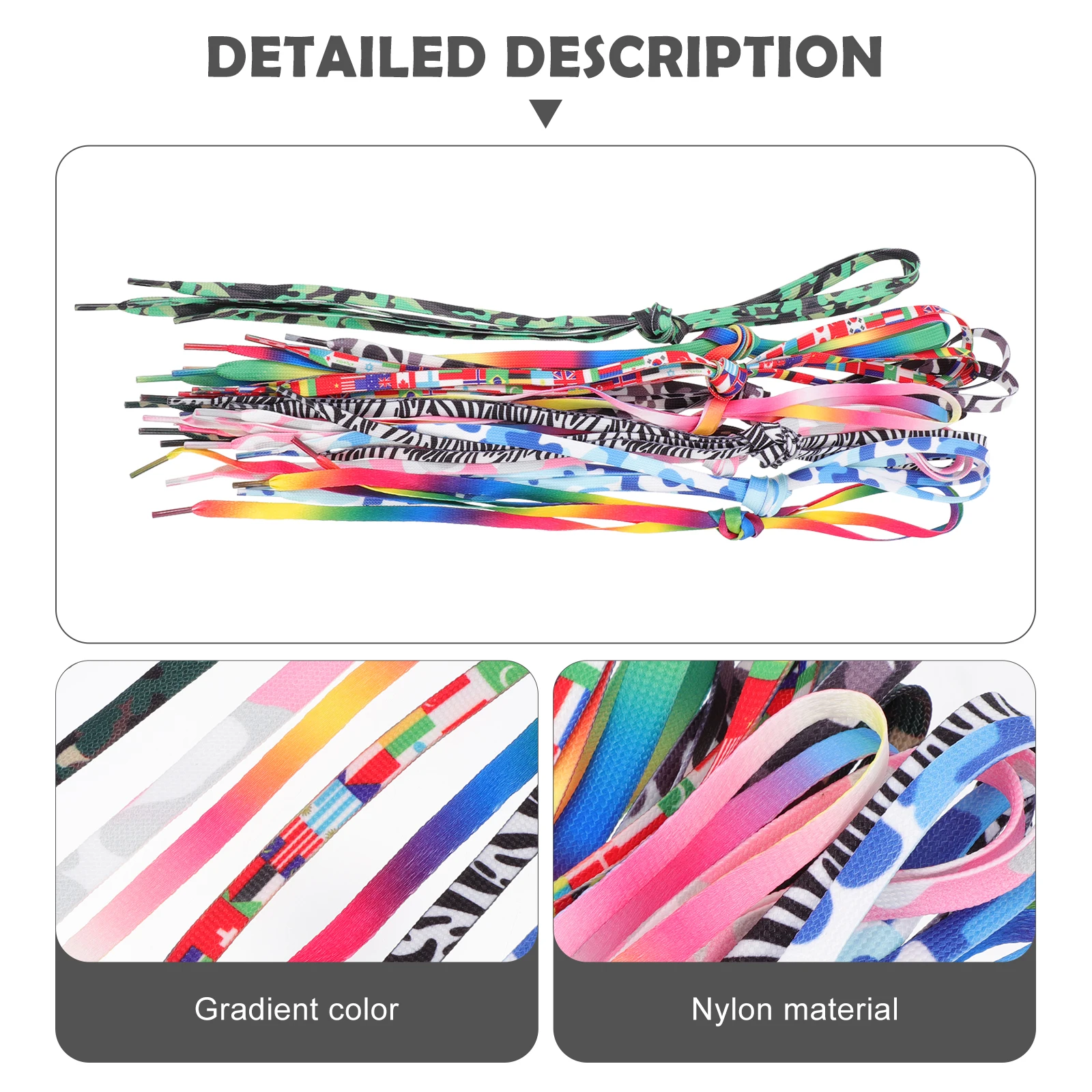 

Colorful Flat Shoe Laces For Sneakers Durable Nylon Fashionable Print Sport Shoe Accessories Replace Old Laces
