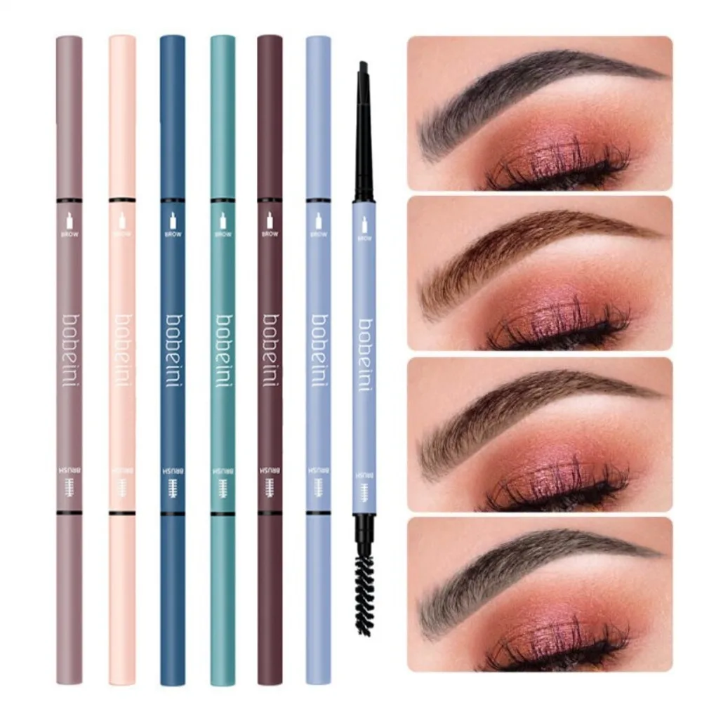 新しい 6 色のアイブロウペンシルダブルヘッド超極細アイブロウペン長期的なナチュラルアイメイクツール