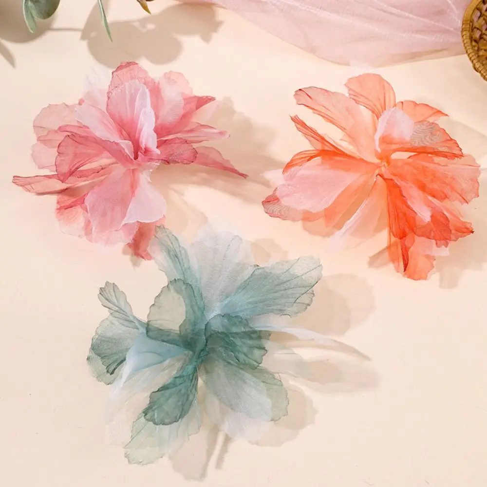 10pcs 3D Organza Flower Patches Blossoms Multilayer Cloth Patch Handmade DIY Crafts Cloth Applique Dress Decoration