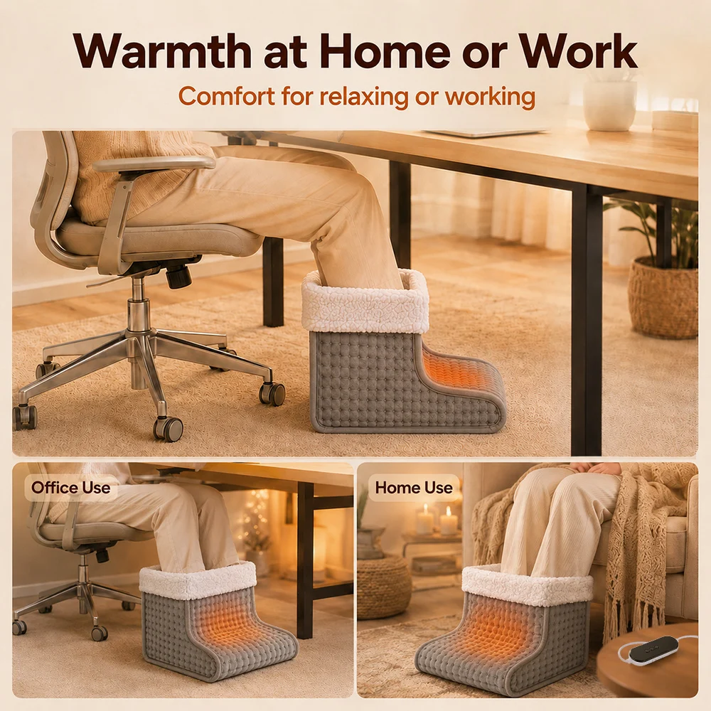 Super Soft Plush Foot Heater Washable Electric Heating Pad9 Temp4 Timing Adjust Thermal Foot Warmer For Indoor Office Winter Use