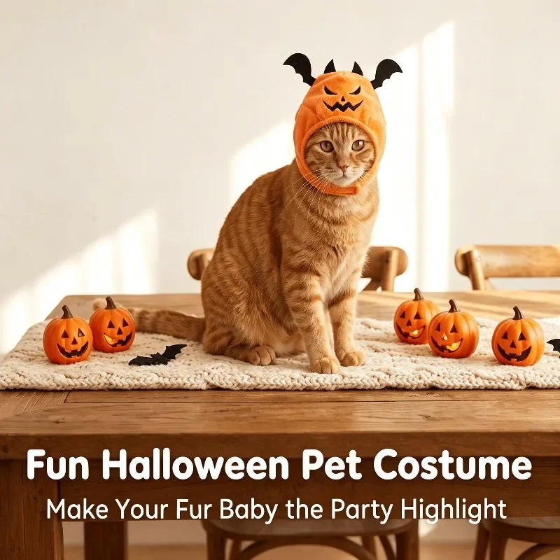 Halloween Christmas Pet Pumpkin Hat Funny Cosplay Headwear for Cats Dogs Holiday Party Dress Up Costume Accessory