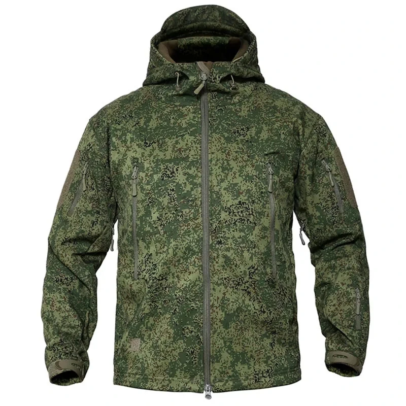 Jaqueta tática impermeável do exército e calças de carga para homens, roupas de lã, capa macia, bolso múltiplo, pele de tubarão, inverno, 2 peças