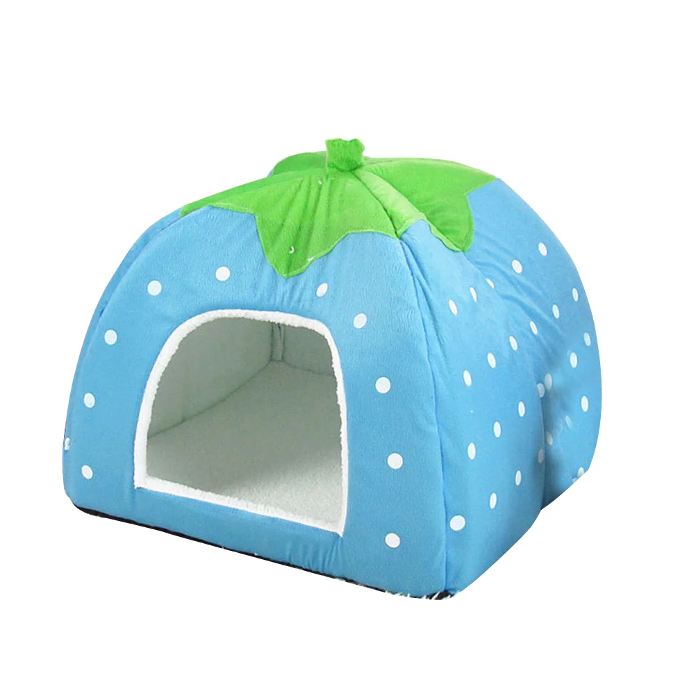 Cotton Sponge Puppy Cat Dog House Dome Tent Classic Cloth-Wrapper Shape Tent (Acid Blue) Pet bed house