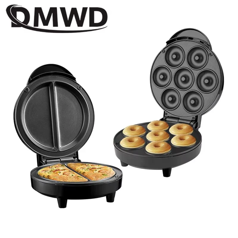 Electric Pancake Fried Omelet Baking Pan Mini Donut Maker 7 Doughnuts Bread Toaster Breakfast Dessert Waffle Machine EU US Plug