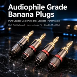 HIFIDIY LIVE 4PCS/Set 4mm Pure Copper Gold Plated Banana Plug Connector For Audio Video Speaker Adapter Terminal Connectors Kit