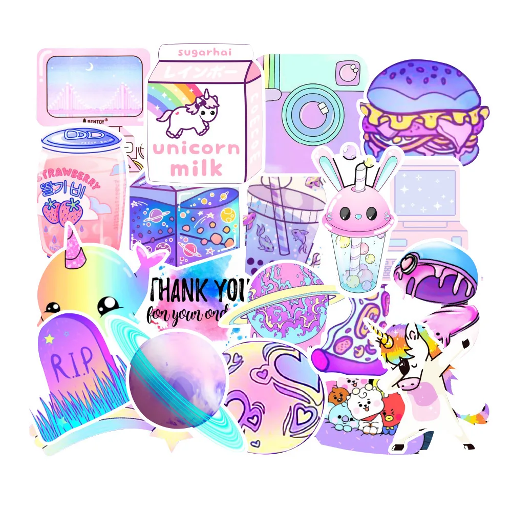 10/30/50pcs Colorful Gradient Creative Cartoon Graffiti Sticker Refrigerator Notebook Water Cup Mobile Phone Stickers Kids Toys