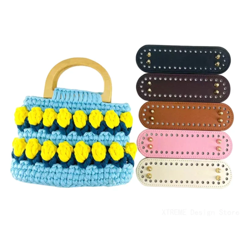 5*18cm Wholesale Oval Long Bottom For Knitted Bag Pu Leather Bag Accessories Handmade Base With 38 Holes Diy Crochet Bag Bottom