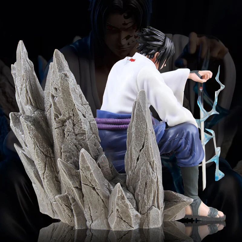 18 cm Naruto Anime Uchiha Sasuke Fluchensiegel PVC Modell Statue Sammlung Actionfigur sitzende Dekoration Ornamente Spielzeug Geschenk