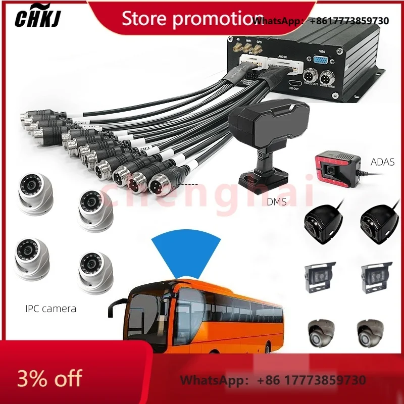 

CHKJ-2025NEW12CH Mobile DVR 1080P APC Passenger Counter Digital Video Recorder 4G 5G GPS Wifi 4CH HDD MDVR Safety Driving Monito