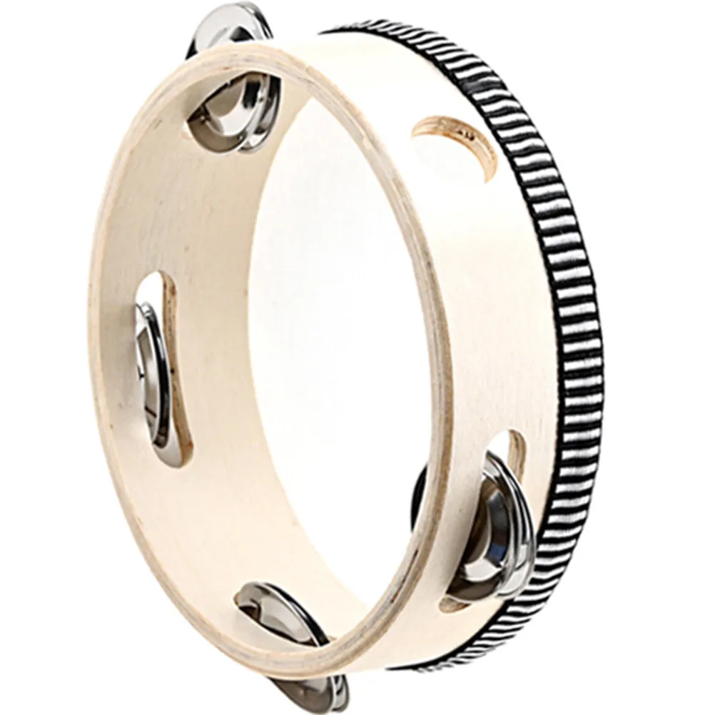 

Hand Held Tambourine Drum Bell Wood Metal Jingles Percussion Gift Musical Instrument for Kids Adults Toddlers Party Church