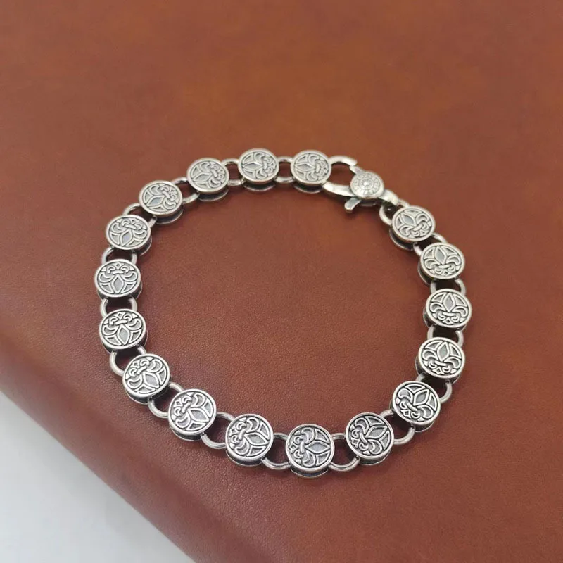 HX Silver Color Wind Boat Anchor Stereo Bracelet Unisex Personalized Fashion Hip Hop Circle Ring Buckle Chain Jewelry