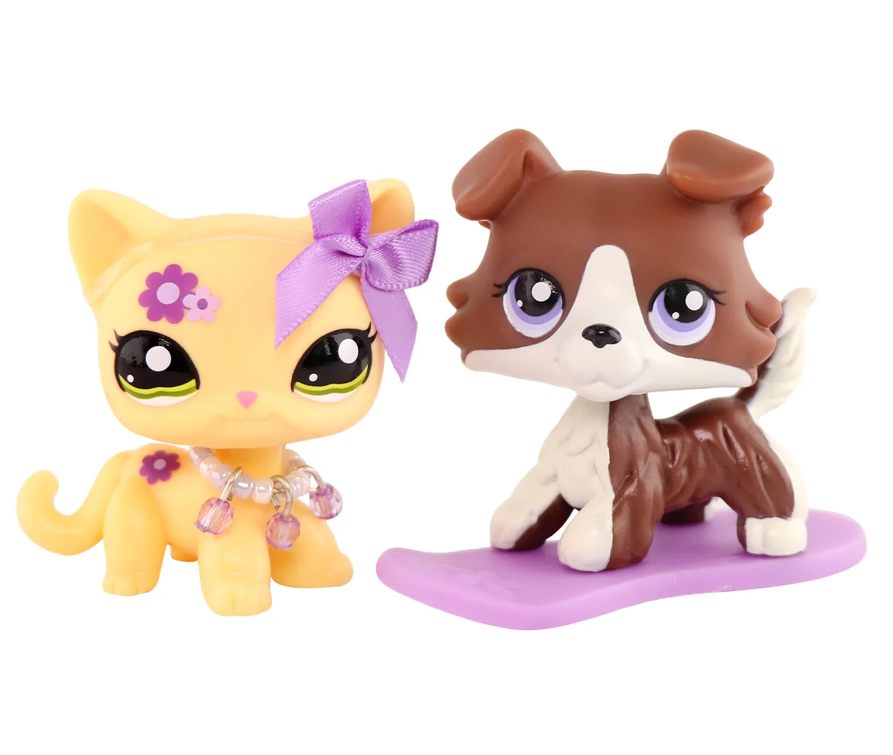 Pet Shop Short Hair Cat#1962 Collie #No With Accessories Bow Necklace And Sled