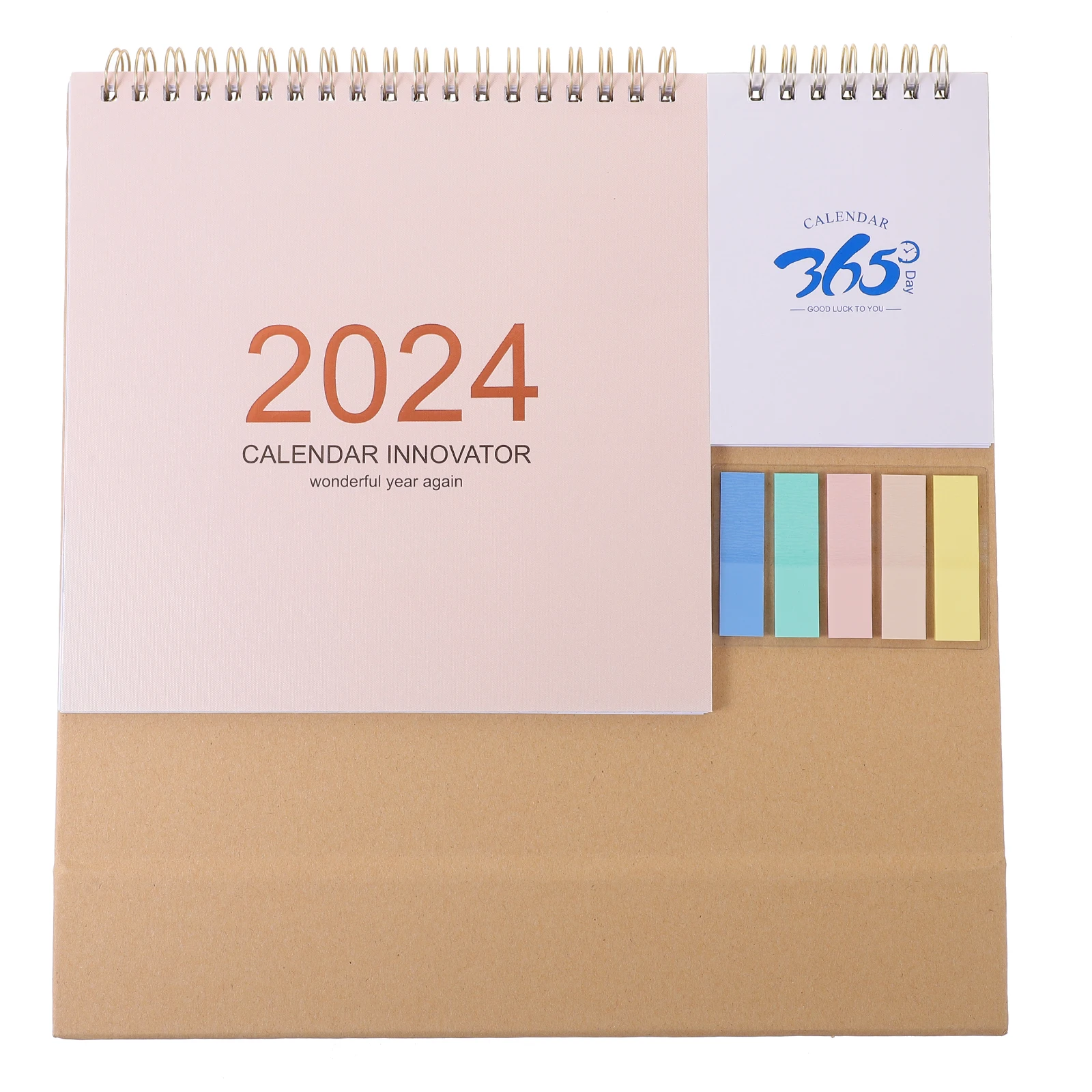 

2024 Desk Calendar Minimalist Creative Modern Business Planner Pink Yellow Stand Notes Memo Office Supply Standing Flip