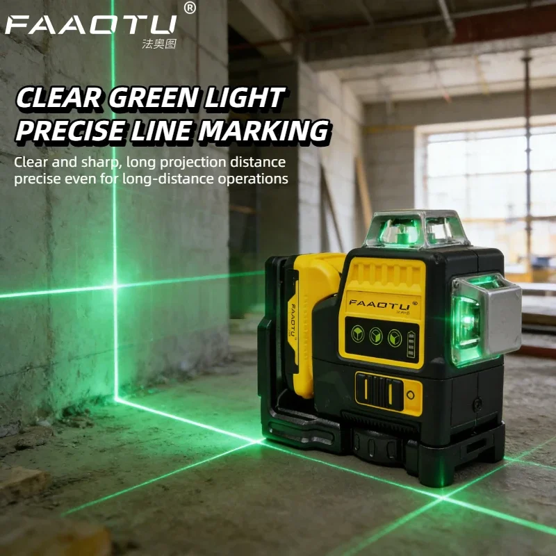 

FAAOTU DW089LG 2025 Laser Level 12V Green Meter 360 Degree Horizontal & Vertical Outdoor Tool Suitable for Dewalt batteries