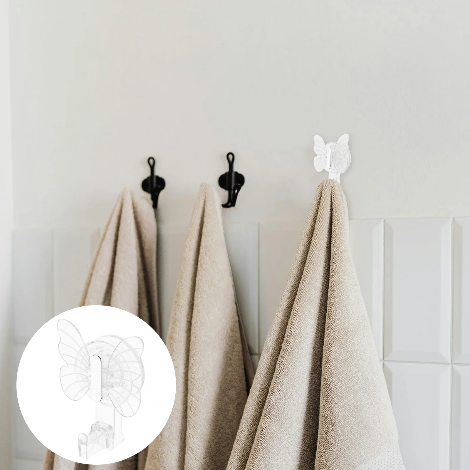 

Suction Cup Hook Transparent White Strong Suction No Drill Hanging Hook for Bathroom Kitchen Shower Towel Holder Organizer