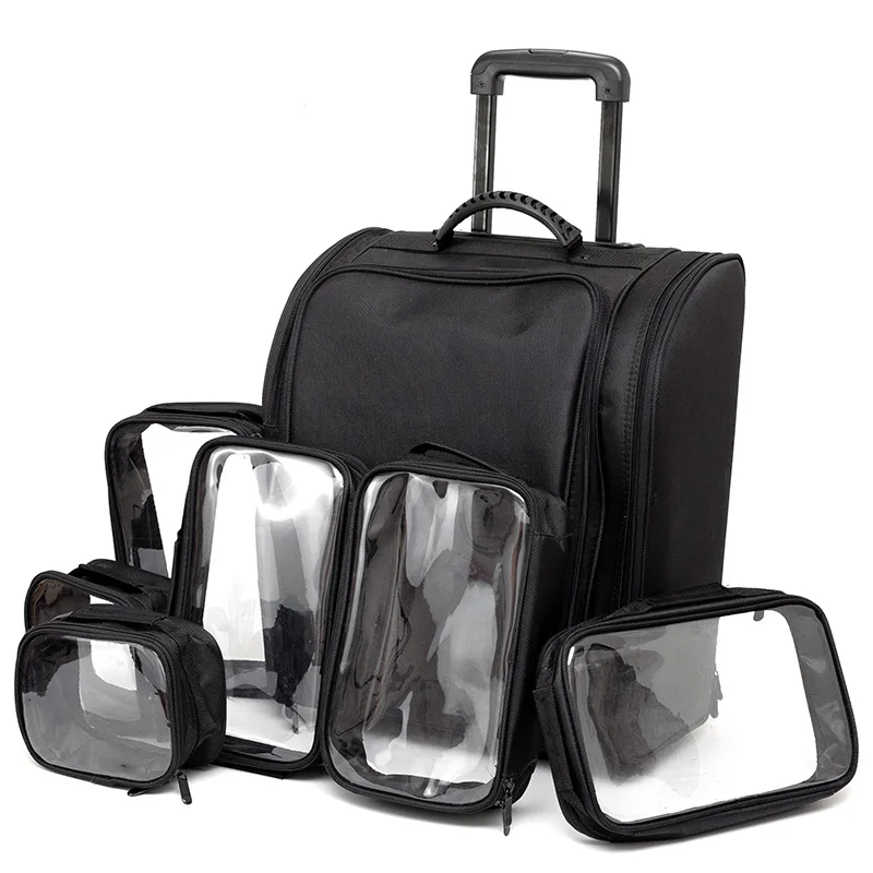 Borsa per cosmetici professionale per matrimonio, artista, smalto per unghie, Oxford, borsa per valigia per trucco, parrucchiere, cassetta degli attrezzi con ruote multistrato