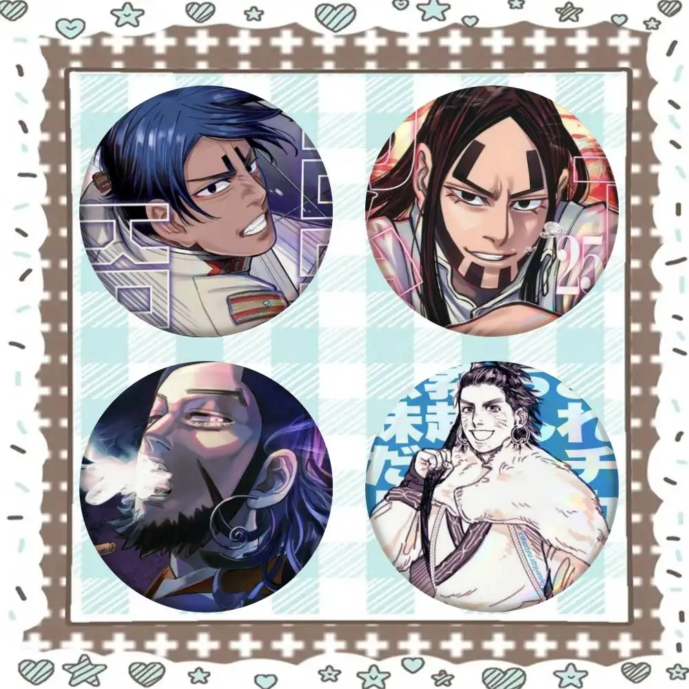 Anime G-Golden K-Kamuy  Badge Tinplate Meme Round Brooch for Hat Bag Creative Lapel Jewelry Accessories Gifts