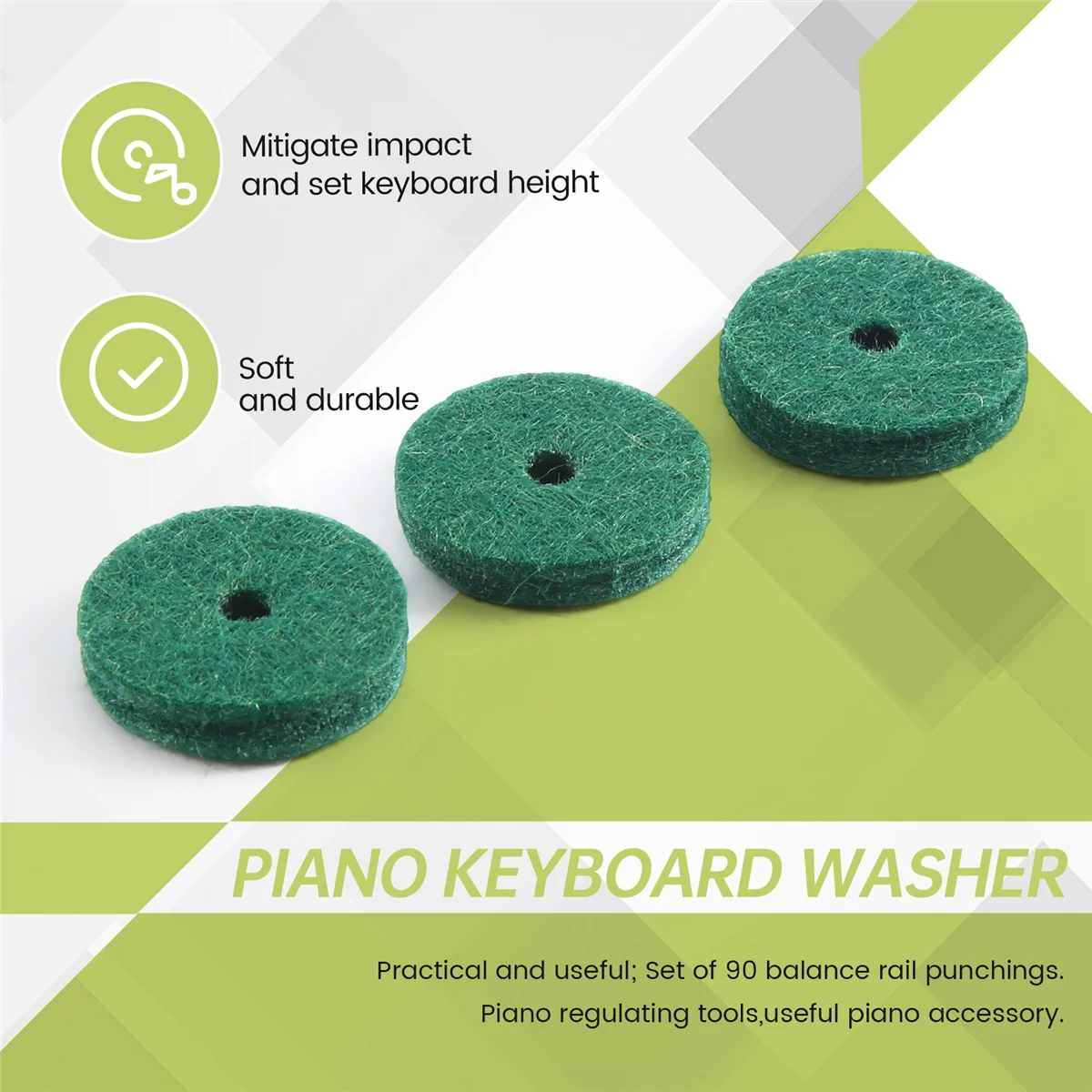 90Pcs Piano Keyboard Washer Piano Felt Balance Rail Punchings Washers Repair Parts Useful Piano Tuning Tool