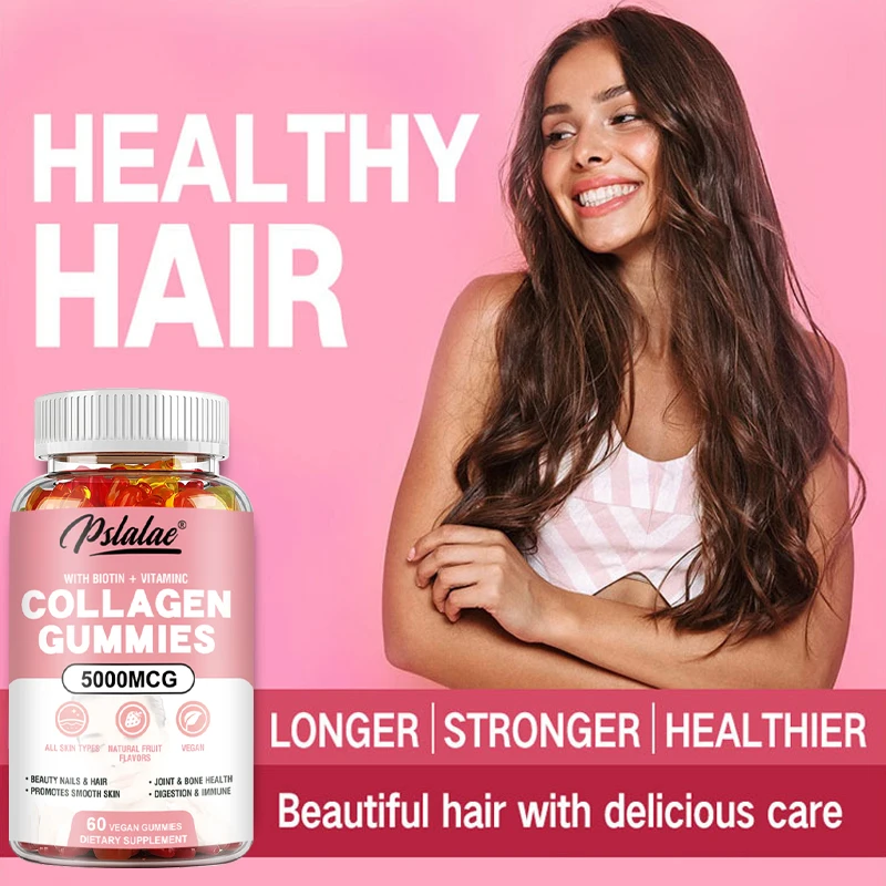 Collagen Gummies - with Biotin, Vitamin C - Supports Healthy Hair, Skin and Nails