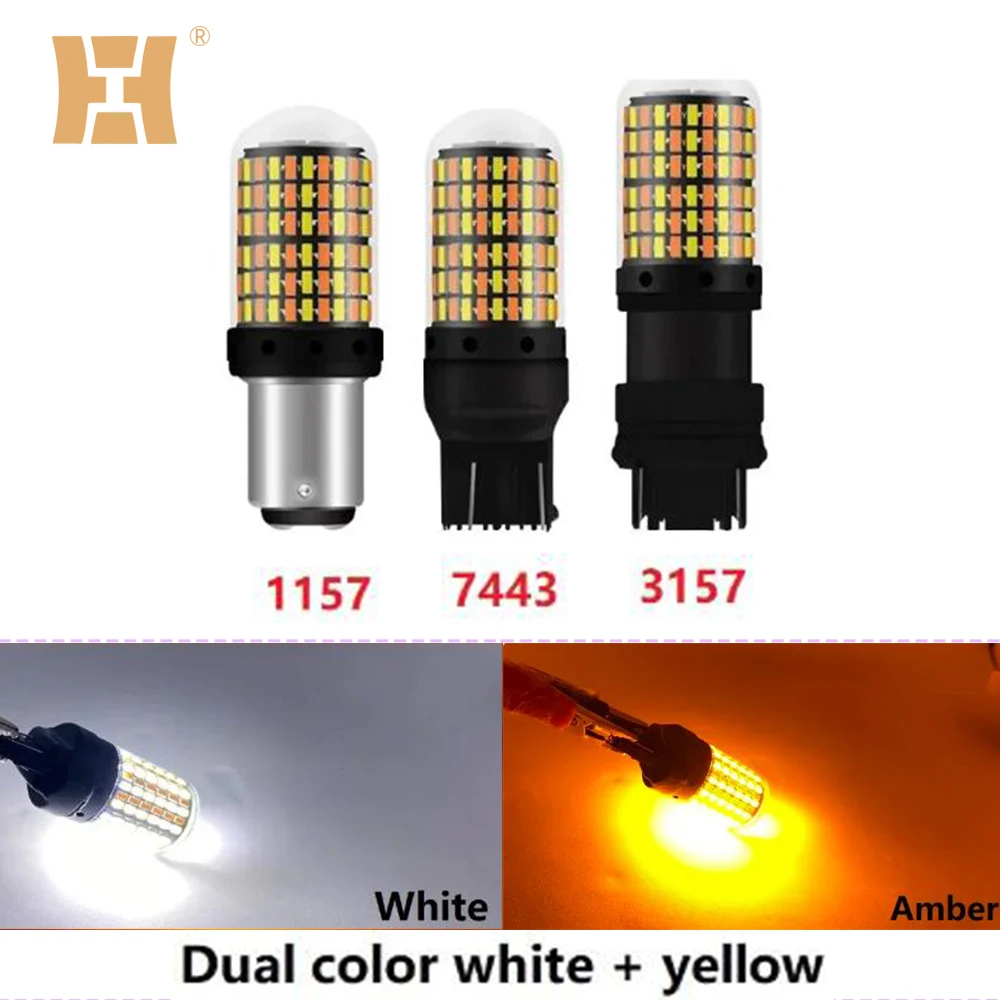 

Dual Color T20 LED 7443 W21/5W Bulb 1157 BAY15D P21/5W Led T25 3157 P27/7W Car DRL Turn Signal Lamp Auto Lights Bulb Switch