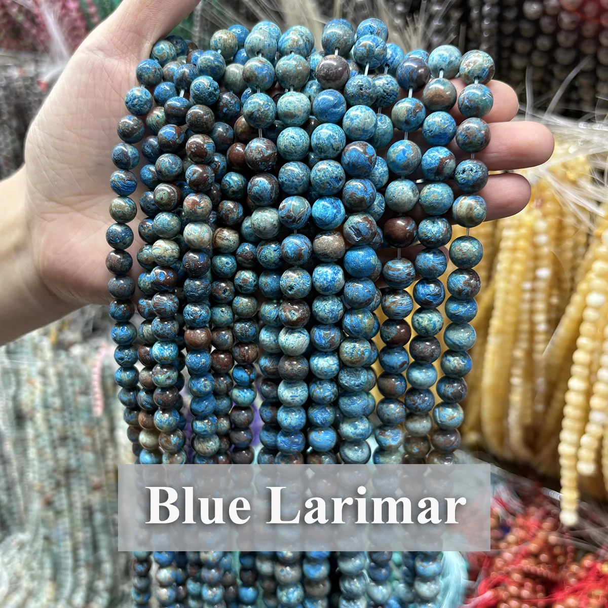 Blue Larimar Natural Stone Beads 4 6 8 10mm Round Loose Gemstone Beads Making Bracelets Necklaces DIY Crafts Jewelry Accessories