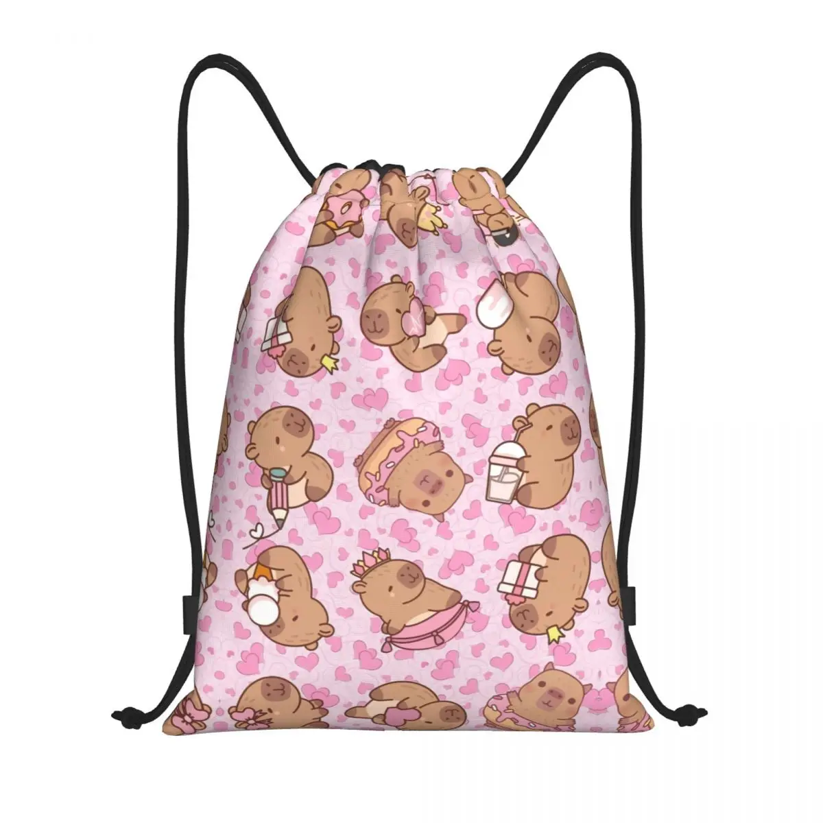 Пользовательские милые сумки на шнурке с капибарой для мужчин и женщин, складной спортивный рюкзак для спортзала, тренировочные рюкзаки для хранения