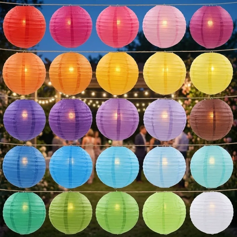 

Chinese Paper Ball Lantern Foldable Hanging Decorative Lantern for Christmas Wedding Birthday Holiday Party Home Decoration