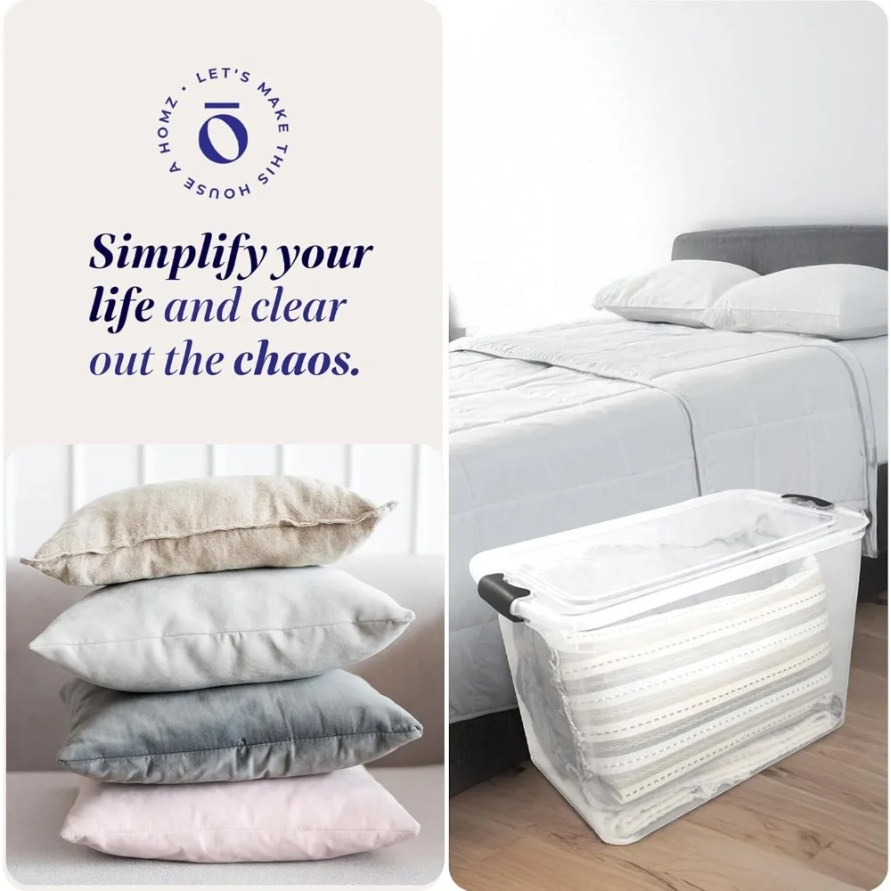 عبوتان من صناديق تخزين بلاستيكية شفافة كبيرة مع أغطية قفل، وصناديق حاويات قابلة للتكديس سعة 112 لترًا لتنظيم المنزل #6