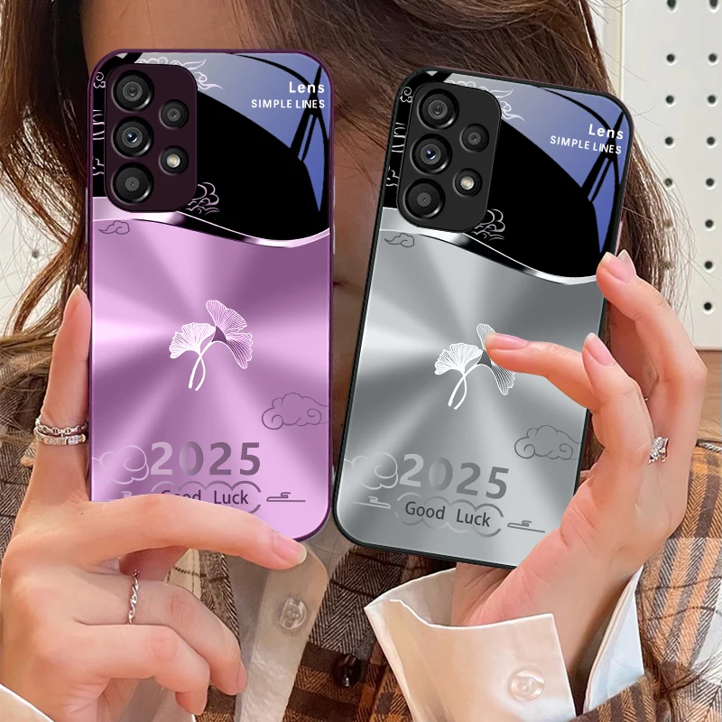 Strahlende Ginkgoblätter für Samsung Galaxy S10 4G S20 11E 30 S21 22 S24 Fe Pro S23 S25 Ultra 5G S9 gehärtetes Glas Handyhülle