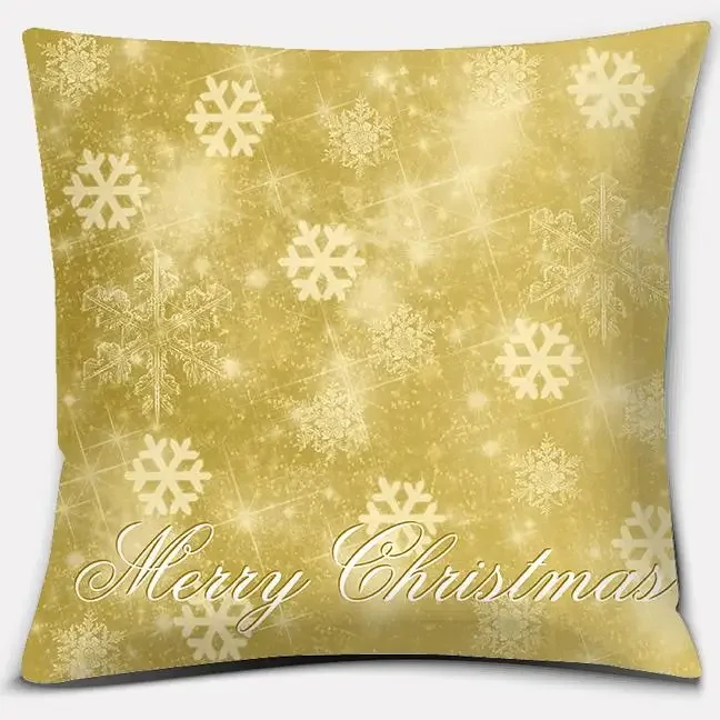 Gold Christmas Decoration Series Pillow Gift Home Office   Bedroom Sofa Car Cushion Cover