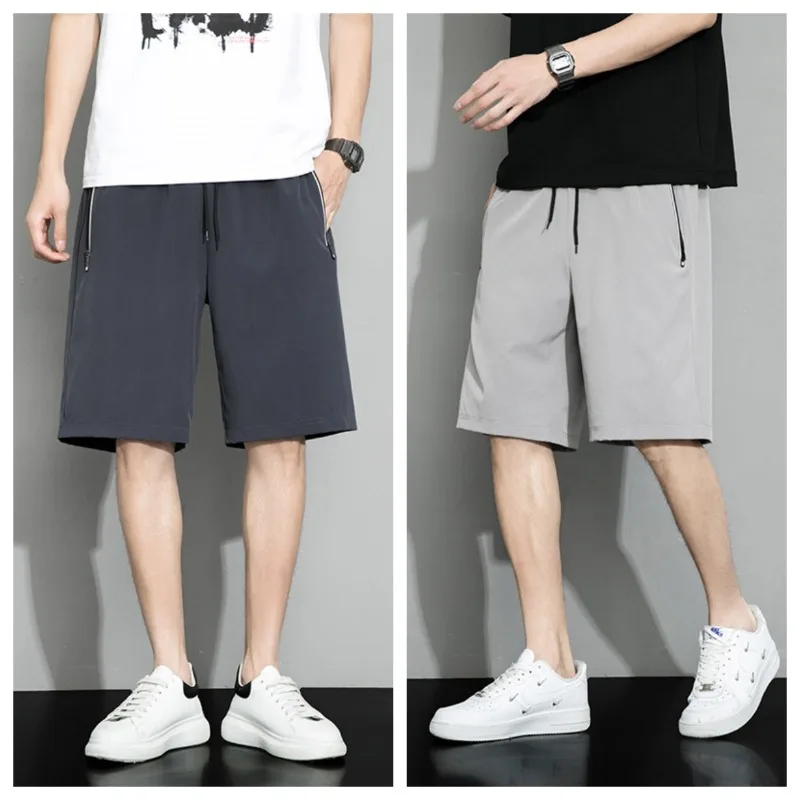 

Летние мужские шорты для активного отдыха, повседневные, модные, дышащие, удобные и стильные, свободного кроя, до колена, из ледяного шелка