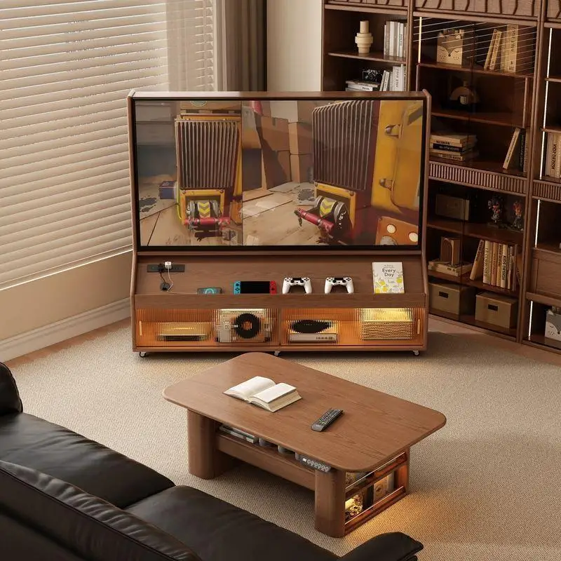 ENF grade solid wood removable TV cabinet cart home floor storage locker TV bracket with wheels
