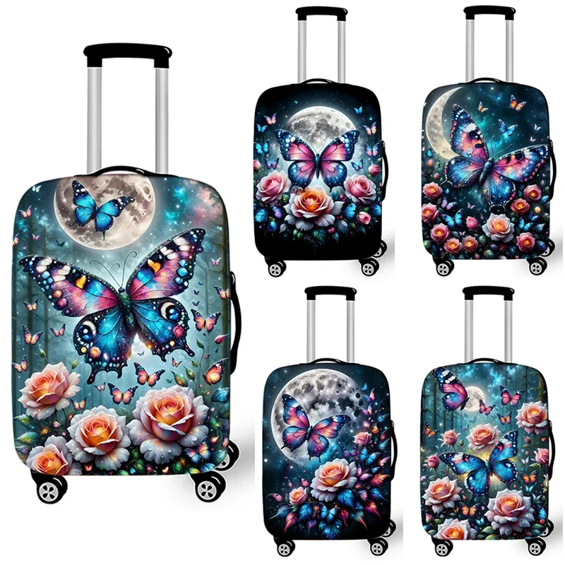 

Beautiful Butterfly Moon Flower Print Luggage Cover Elastic Suitcase Protective Covers Travel Accessories Trolley Case Cover