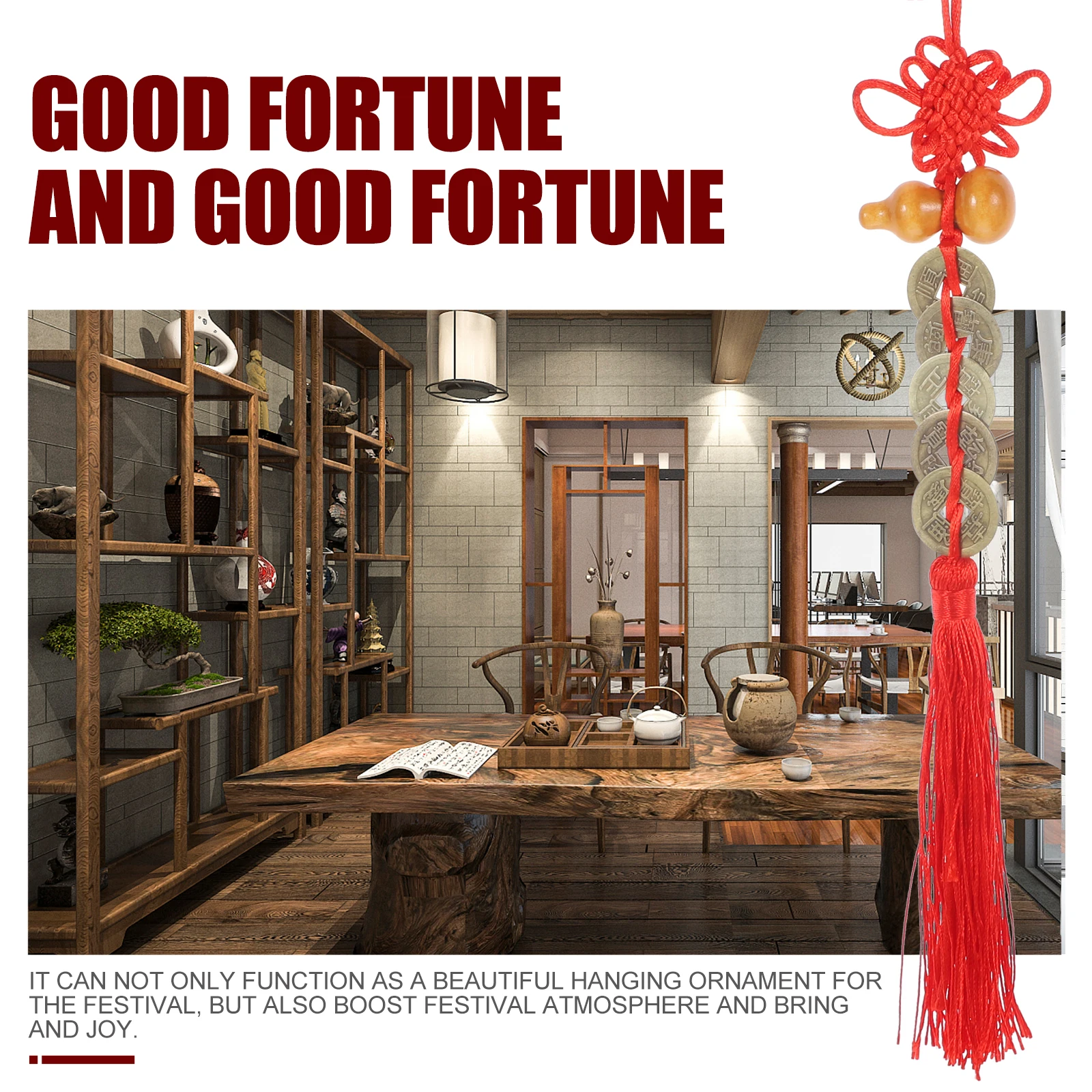 Adorno de borla de moneda de calabaza con nudo chino, colgante de calabaza de la suerte para decoración del hogar y el coche, suministros para Festival, colgante para Festival de Primavera, 4 Uds.