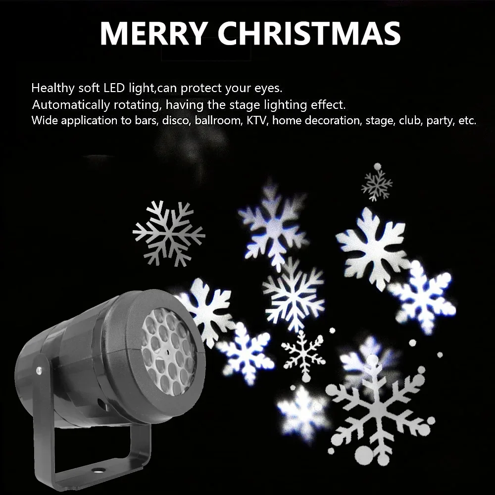 LED Schneeflocken-Weihnachtsprojektorlampe USB-betriebene Schneeprojektionsleuchte 360 ° Verstellbare Weihnachtsdekoration für Haus, Garten und Hof – Detail 9