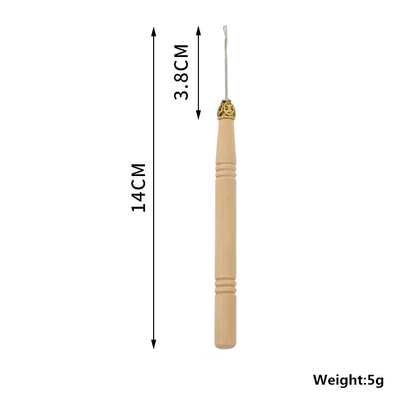1/2/5PCS Wooden Crochet Pulling Hook Loop Bead Device Tool Kits for Hair Extensions for silicone microlink beads and feathers image 6