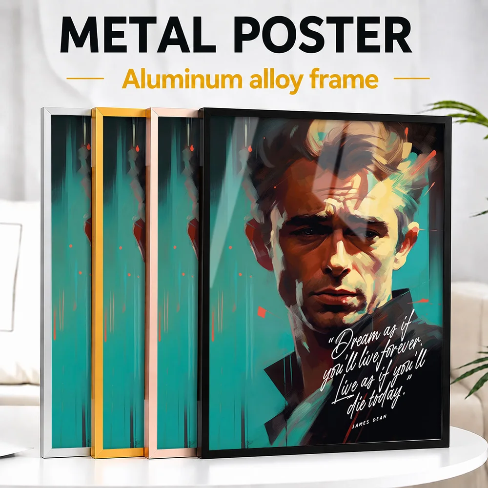 James Dean Quote Framed Metal Poster Personalized Photo Focused Lettering Style Wall Art For Living Room Memorable Friend Gift