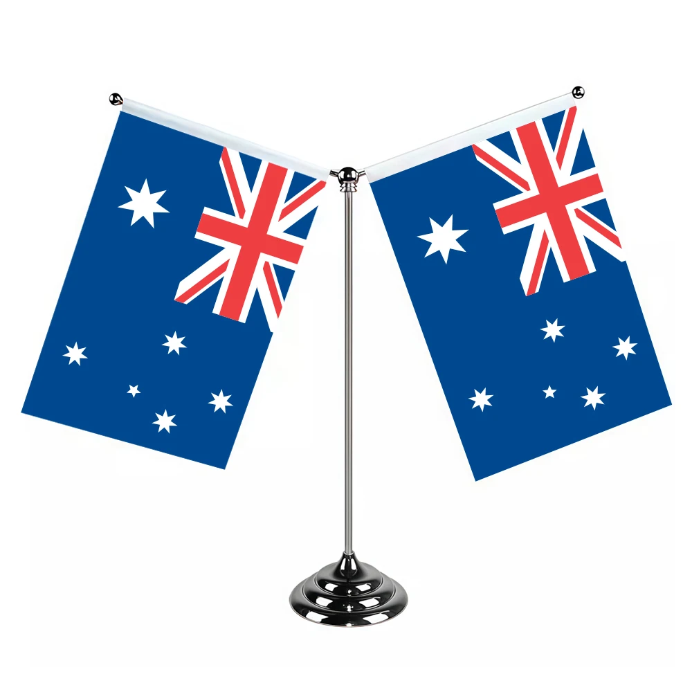 Aerlxemrbrae Metal Stand  14x21cm  Office Desk Flag of Australia Flag  Polyester Table Flag Australia National Banner