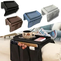 Sofa Armrest Organizer With 4 Pockets And Cup Holder Tray Couch Armchair Hanging Storage Bag For TV Remote Control Cellphone